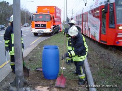 Läuft Öl nach Verkehrsunfall aus Pkw: Wilhelm-Leuschner-Straße / Wiesenschneise