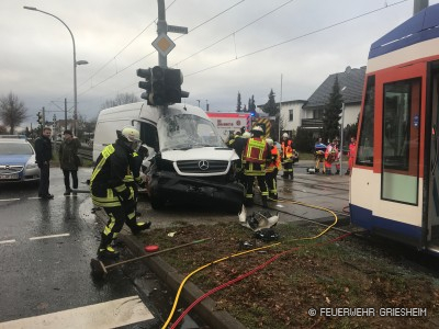 Verkehrsunfall mit eingeklemmten Personen: Wilhelm-Leuschner-Straße / Kirschberg